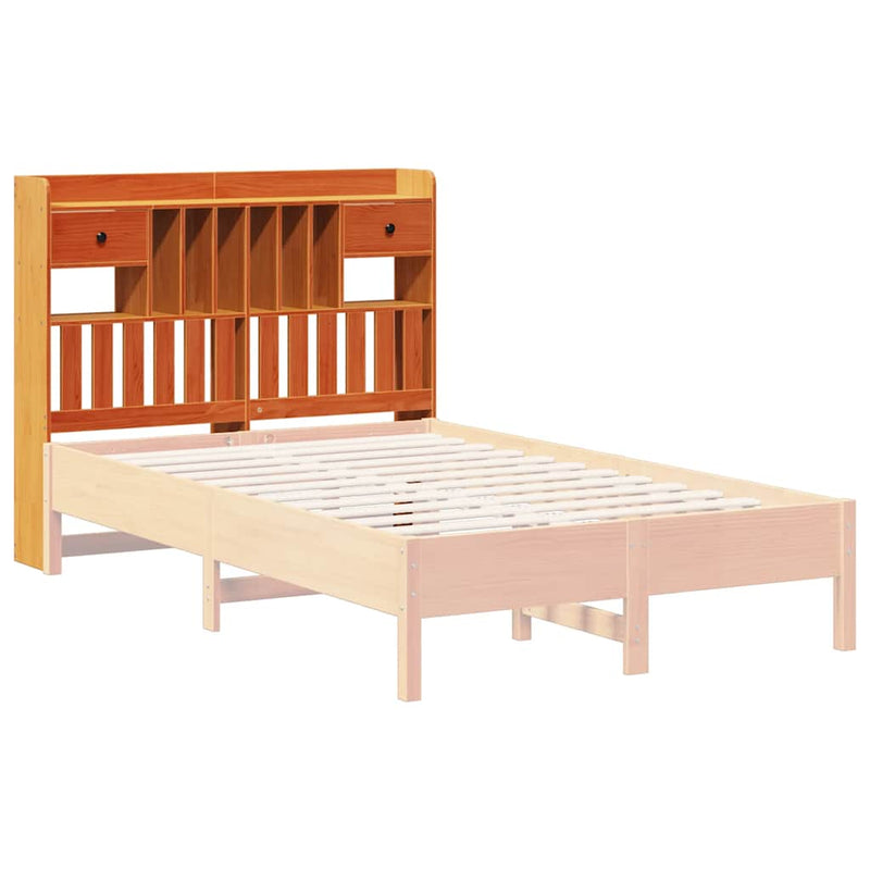vidaXL viaszbarna tömör fenyőfa fejtámla tárolóval 120 cm