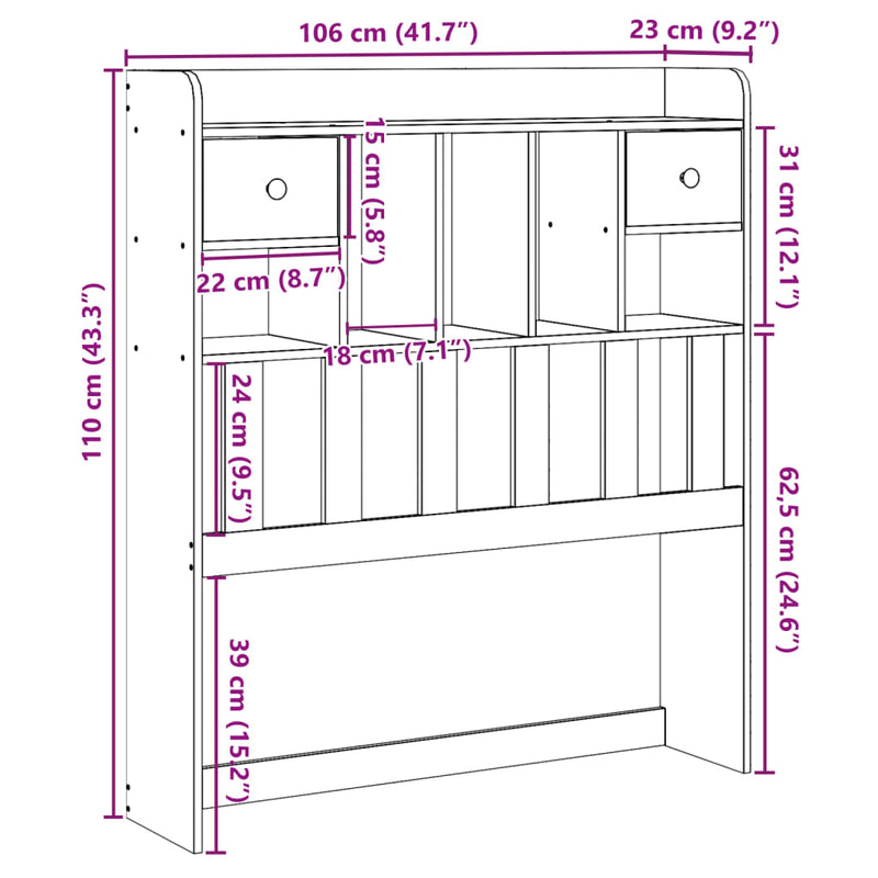 vidaXL viaszbarna tömör fenyőfa fejtámla tárolóval 100 cm