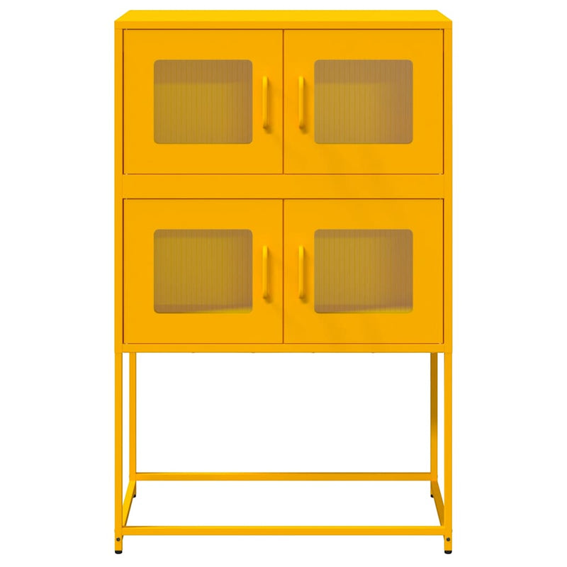 vidaXL Highboard Mustársárga 68x39x107 cm Acél