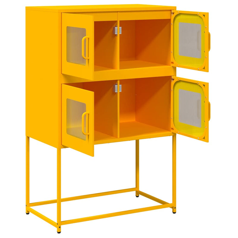 vidaXL Highboard Mustársárga 68x39x107 cm Acél