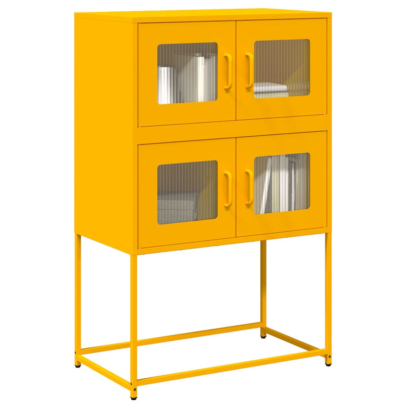 vidaXL Highboard Mustársárga 68x39x107 cm Acél