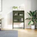 vidaXL Highboard olívazöld 68x39x107 cm Acél