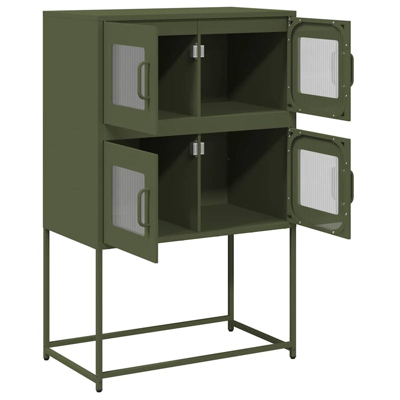 vidaXL Highboard olívazöld 68x39x107 cm Acél