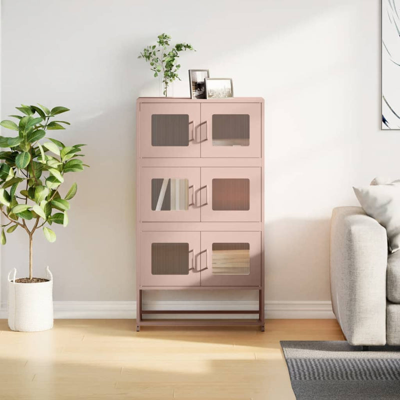 vidaXL Highboard rózsaszín 68x39x123 cm Acél