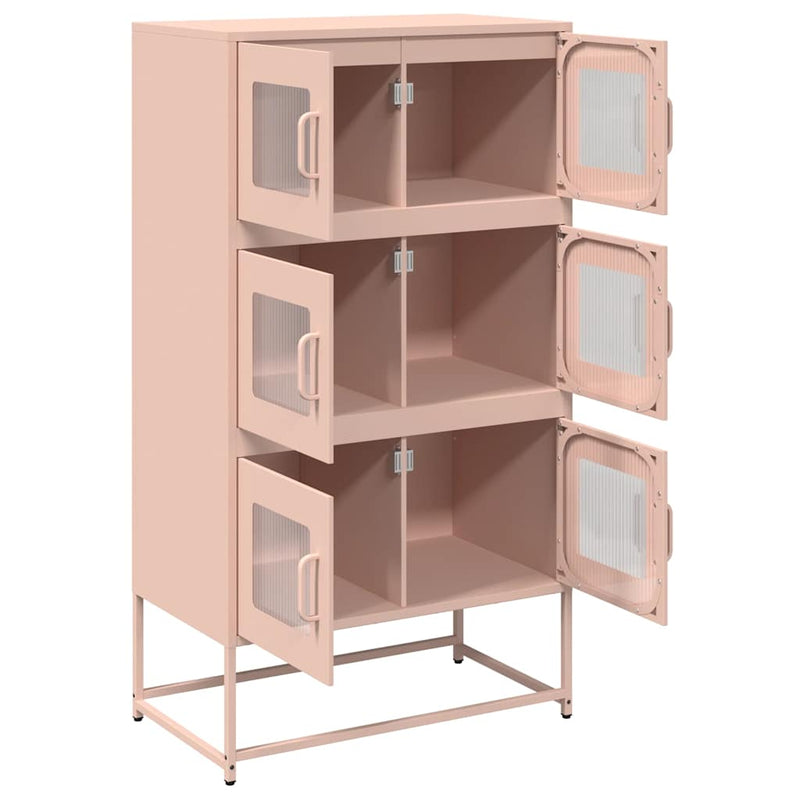 vidaXL Highboard rózsaszín 68x39x123 cm Acél