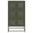 vidaXL Highboard olívazöld 68x39x123 cm Acél