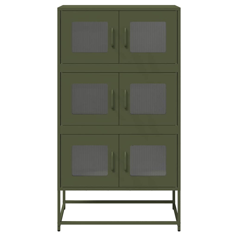 vidaXL Highboard olívazöld 68x39x123 cm Acél