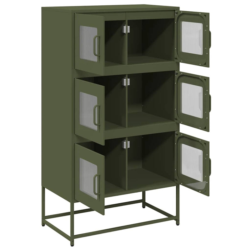 vidaXL Highboard olívazöld 68x39x123 cm Acél