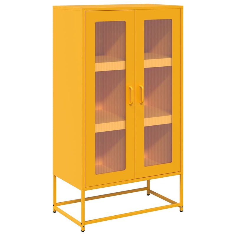 vidaXL Highboard Mustársárga 68x39x123 cm Acél
