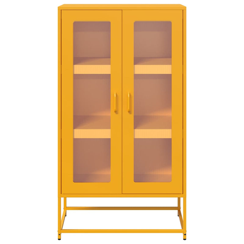 vidaXL Highboard Mustársárga 68x39x123 cm Acél