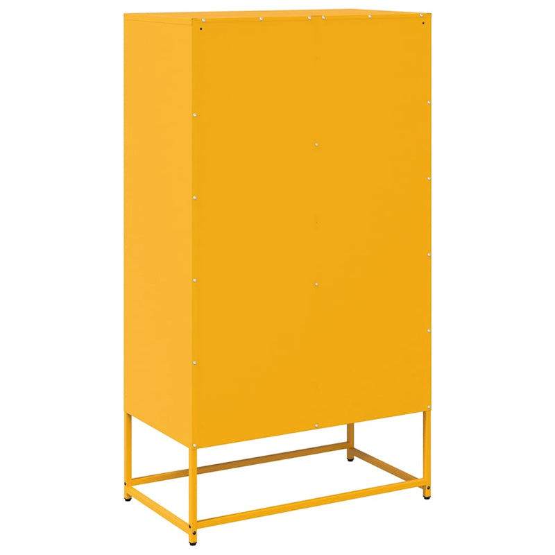 vidaXL Highboard Mustársárga 68x39x123 cm Acél