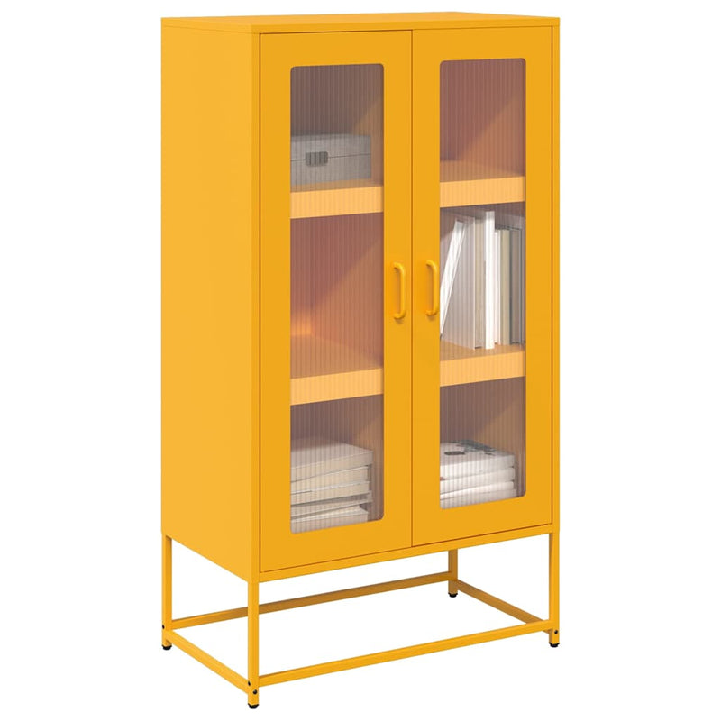 vidaXL Highboard Mustársárga 68x39x123 cm Acél