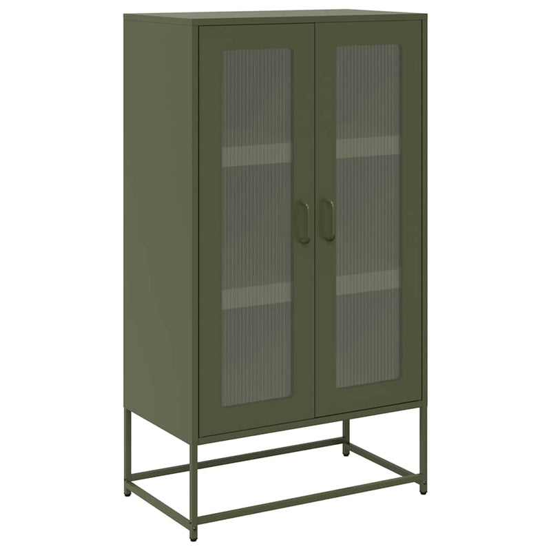 vidaXL Highboard olívazöld 68x39x123 cm Acél