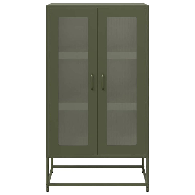 vidaXL Highboard olívazöld 68x39x123 cm Acél