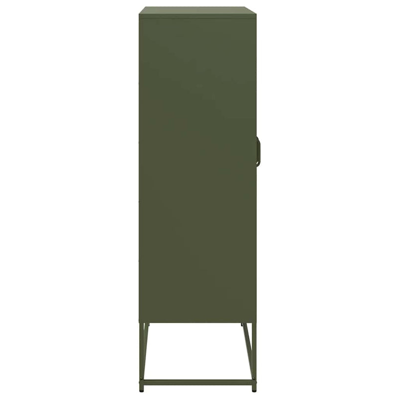 vidaXL Highboard olívazöld 68x39x123 cm Acél