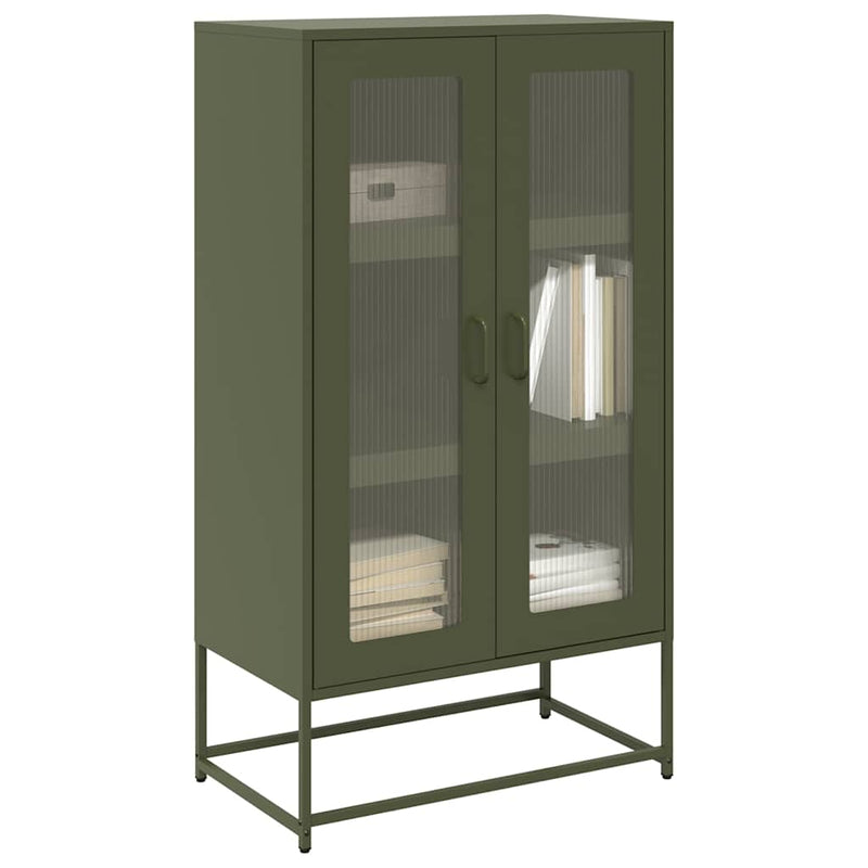 vidaXL Highboard olívazöld 68x39x123 cm Acél