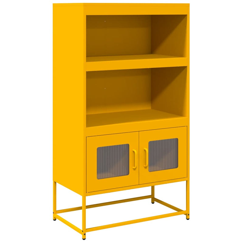 vidaXL Highboard Mustársárga 68x39x123 cm Acél