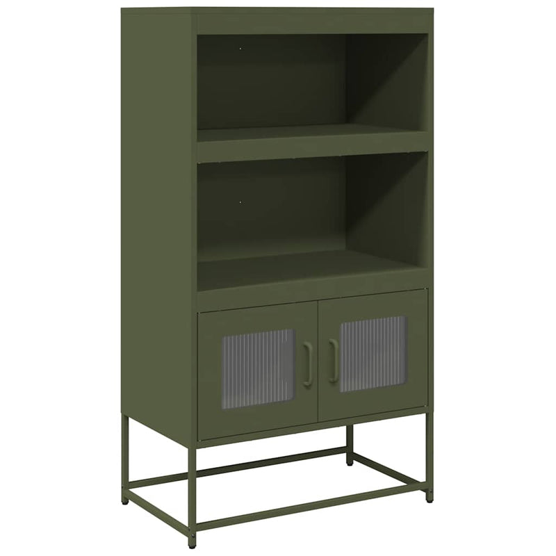 vidaXL Highboard olívazöld 68x39x123 cm Acél