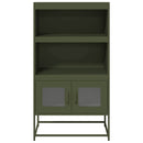 vidaXL Highboard olívazöld 68x39x123 cm Acél