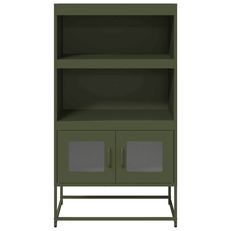vidaXL Highboard olívazöld 68x39x123 cm Acél