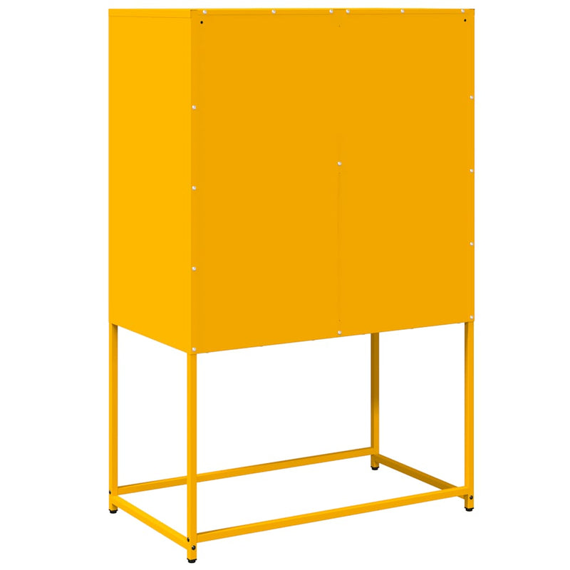 vidaXL Highboard Mustársárga 68x39x107 cm Acél