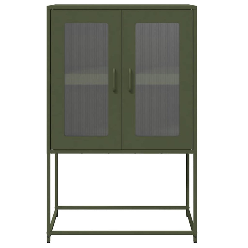 vidaXL Highboard olívazöld 68x39x107 cm Acél