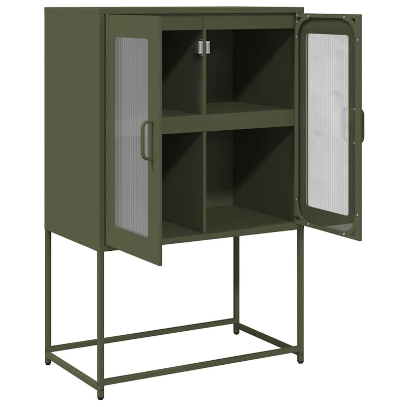 vidaXL Highboard olívazöld 68x39x107 cm Acél