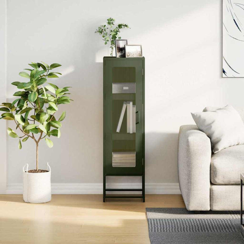 vidaXL olívazöld hidegen hengerelt acél magasszekrény 36x39x123 cm