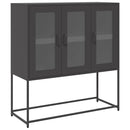 vidaXL fekete hidegen hengerelt acél tálalószekrény 100,5x39x107 cm