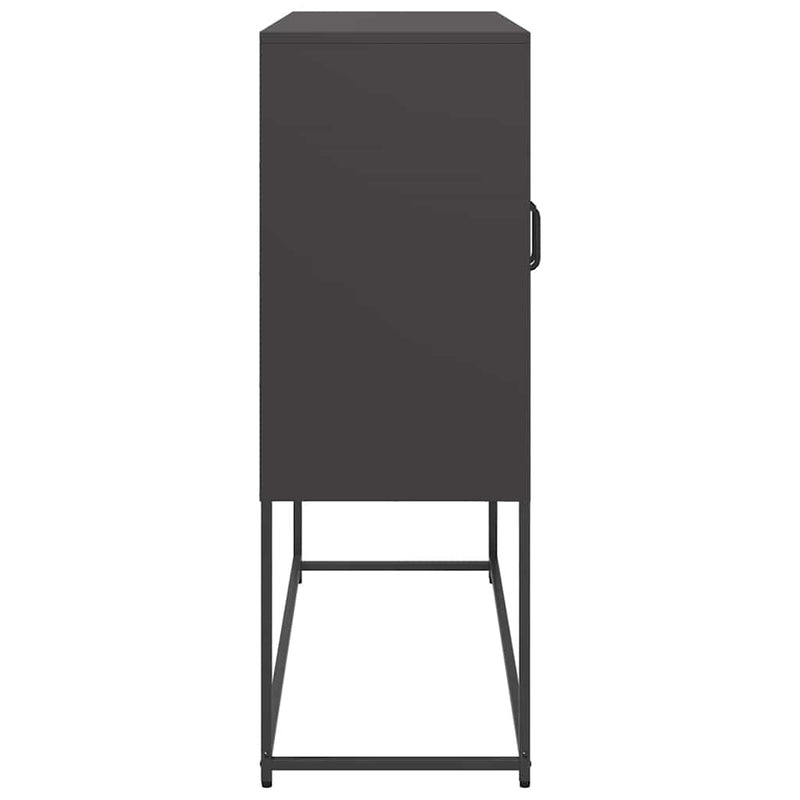 vidaXL fekete hidegen hengerelt acél tálalószekrény 100,5x39x107 cm