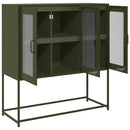 vidaXL olívazöld hidegen hengerelt acél tálalószekrény 100,5x39x107 cm