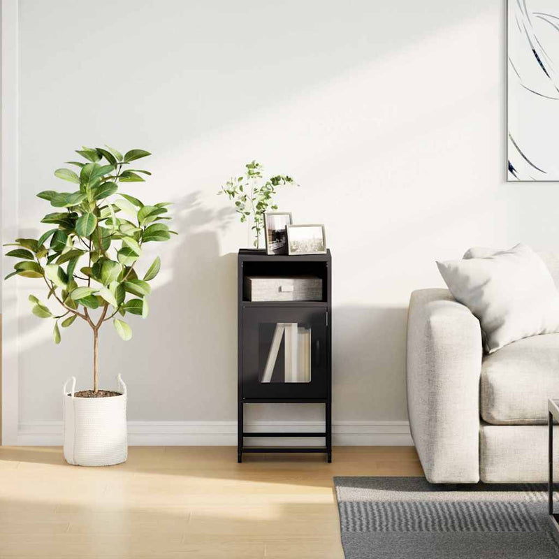 vidaXL fekete hidegen hengerelt acél éjjeliszekrény 36x39x78 cm