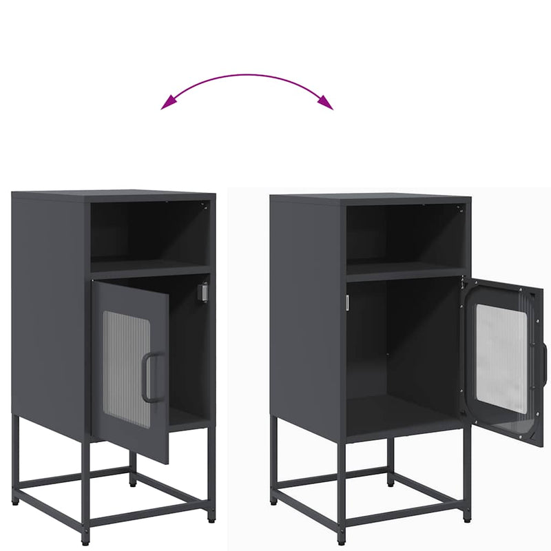 vidaXL antracit hidegen hengerelt acél éjjeliszekrény 36x39x78 cm