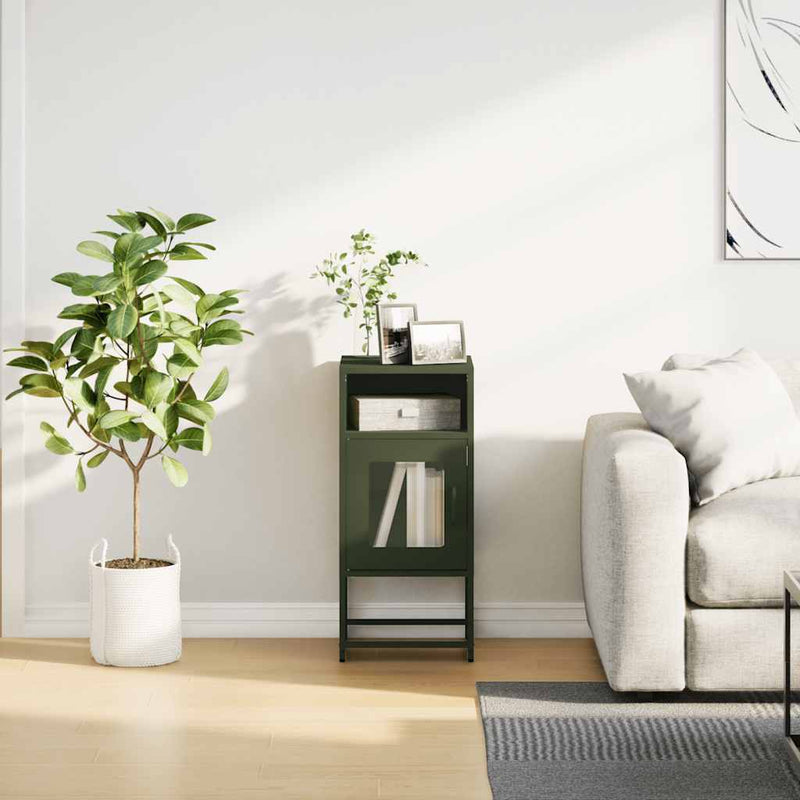 vidaXL olívazöld hidegen hengerelt acél éjjeliszekrény 36x39x78 cm