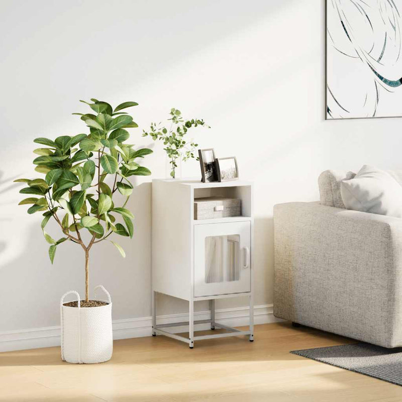 vidaXL fehér hidegen hengerelt acél éjjeliszekrény 36x39x78 cm