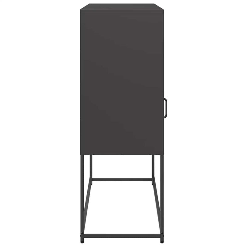 vidaXL fekete hidegen hengerelt acél tálalószekrény 100,5x39x107 cm