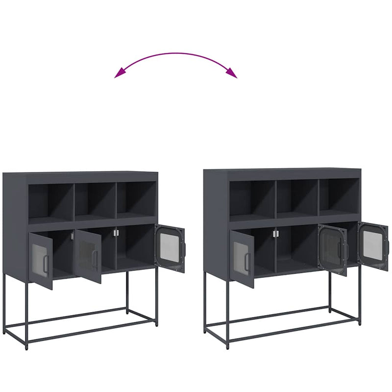 vidaXL antracit hidegen hengerelt acél tálalószekrény 100,5x39x107 cm