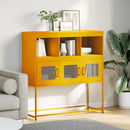 vidaXL mustársárga hideghengerelt acél tálalószekrény 100,5x39x107 cm