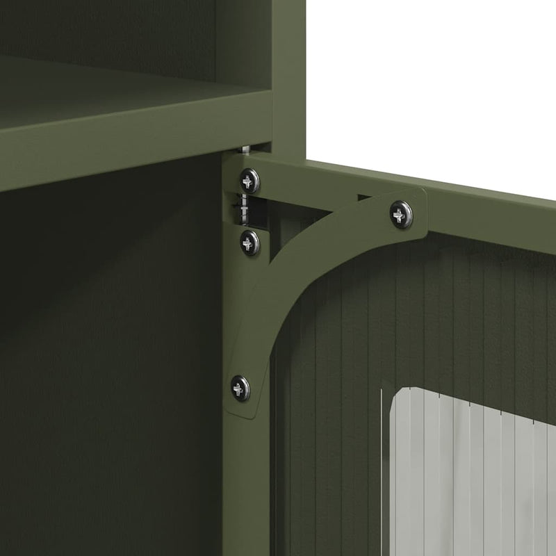 vidaXL olívazöld hidegen hengerelt acél tálalószekrény 100,5x39x107 cm