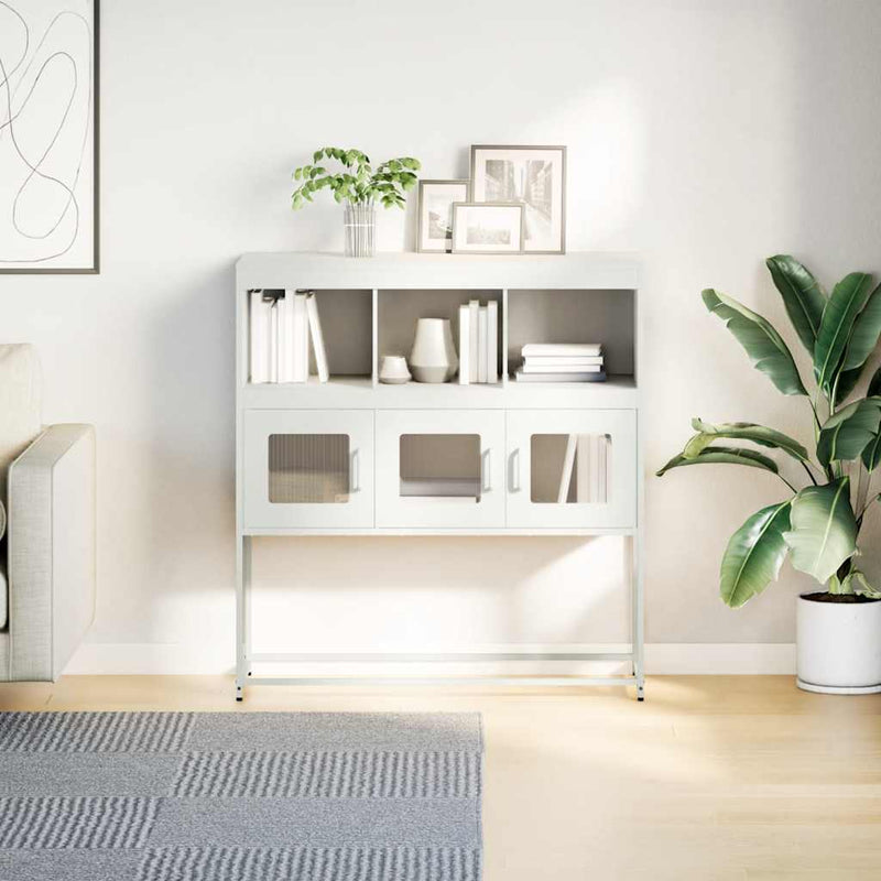 vidaXL fehér hidegen hengerelt acél tálalószekrény 100,5 x 39 x 107 cm