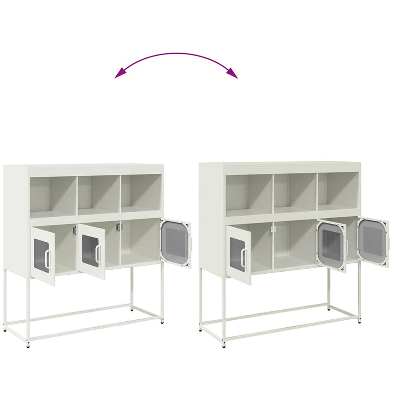 vidaXL fehér hidegen hengerelt acél tálalószekrény 100,5 x 39 x 107 cm