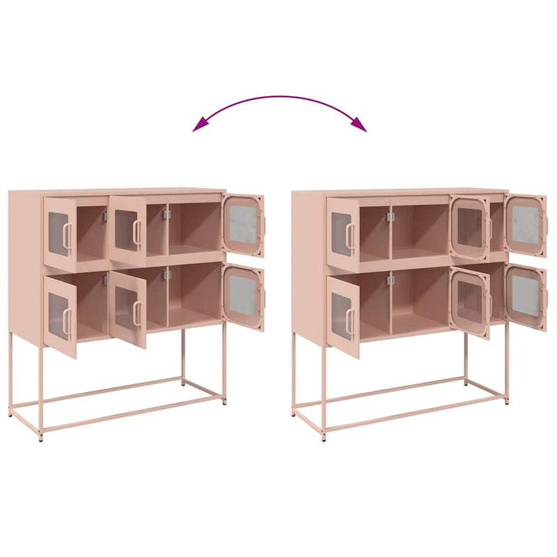 vidaXL rózsaszín hidegen hengerelt acél tálalószekrény 100,5x39x107 cm