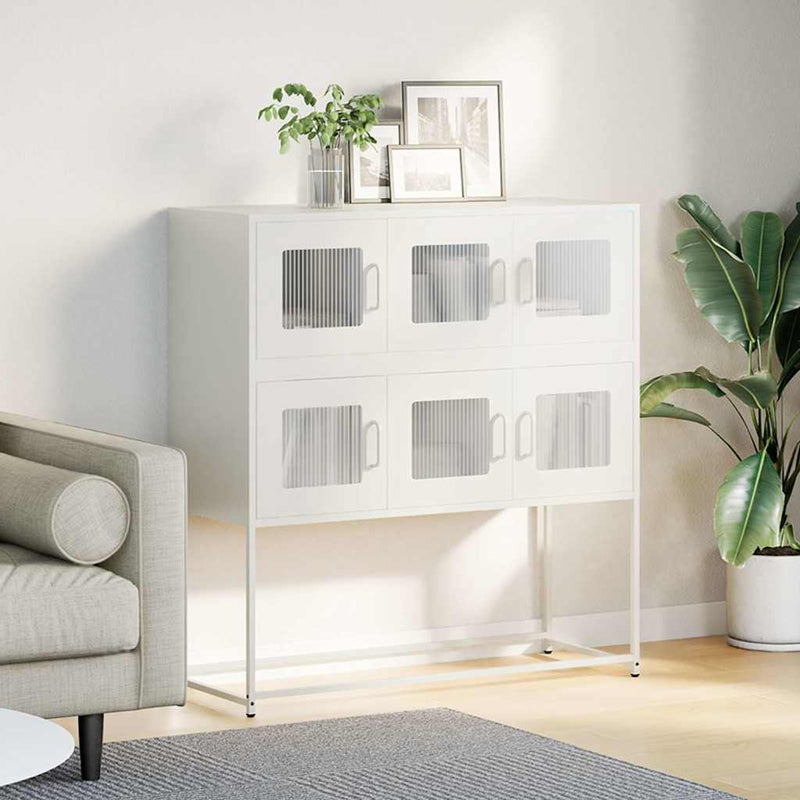 vidaXL fehér hidegen hengerelt acél tálalószekrény 100,5 x 39 x 107 cm