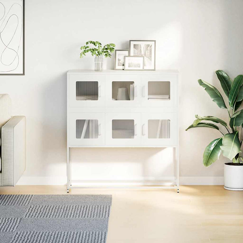 vidaXL fehér hidegen hengerelt acél tálalószekrény 100,5 x 39 x 107 cm