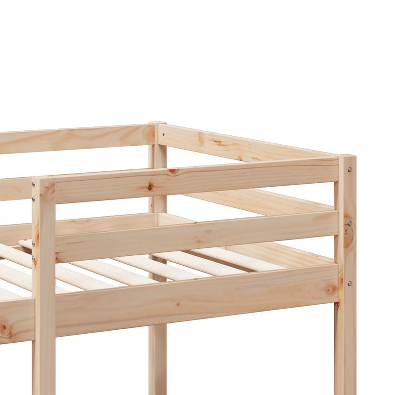 vidaXL tömör fenyő galériaágy-keret asztallal és polcokkal 90 x 200 cm