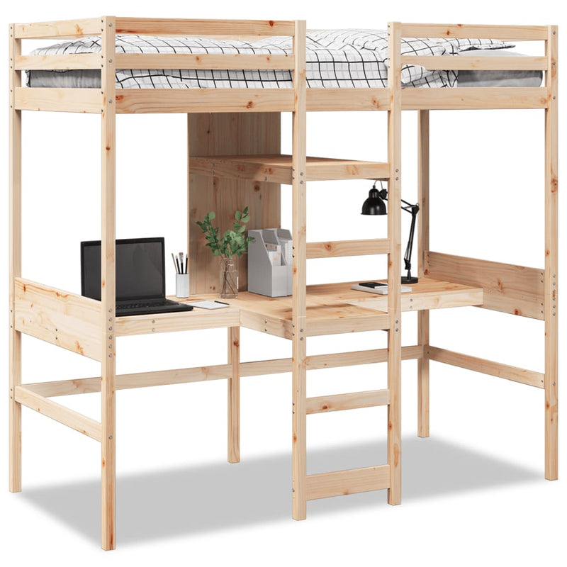 vidaXL tömör fenyő galériaágy-keret matrac nélkül 90 x 190 cm