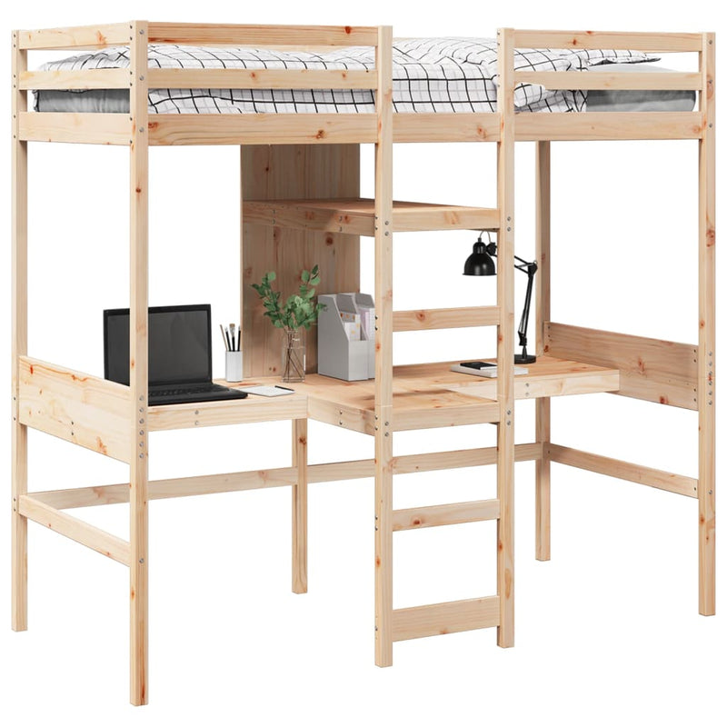 vidaXL tömör fenyő galériaágy-keret matrac nélkül 90 x 190 cm