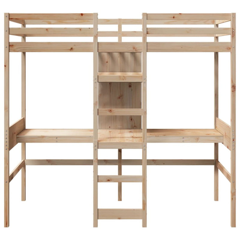 vidaXL tömör fenyő galériaágy-keret matrac nélkül 90 x 190 cm