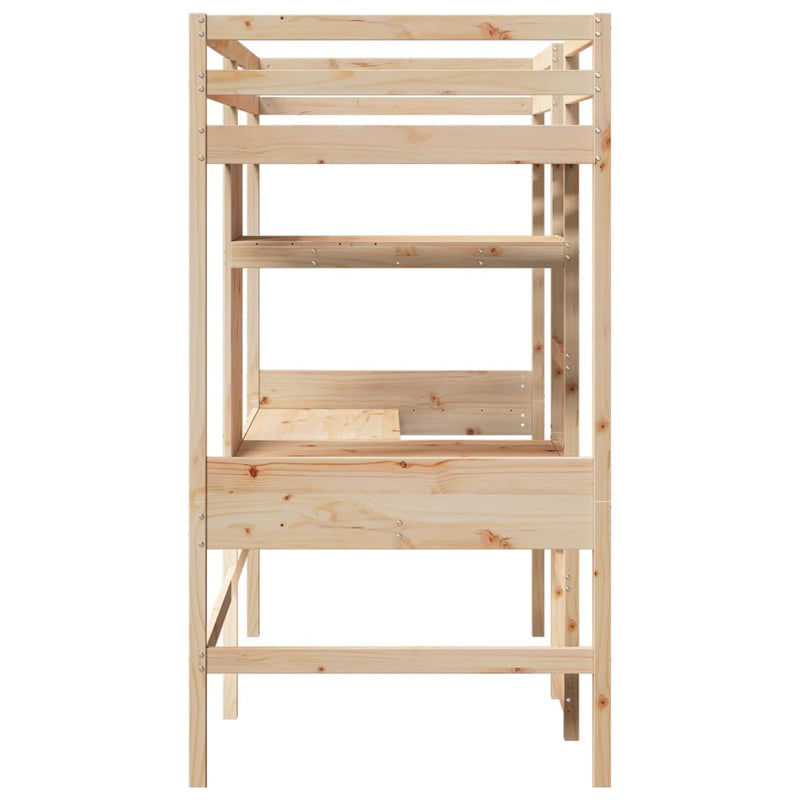 vidaXL tömör fenyő galériaágy-keret matrac nélkül 90 x 190 cm