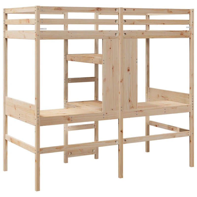 vidaXL tömör fenyő galériaágy-keret matrac nélkül 90 x 190 cm